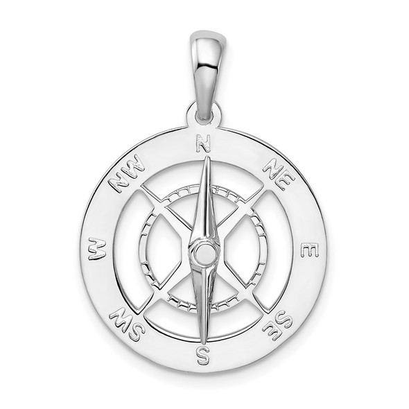 Sterling Silver Polished Moveable Needle Compass Pendant