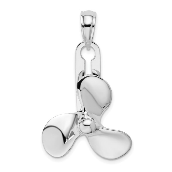 Sterling Silver Polished Moveable 3D Propeller Pendant QC10256