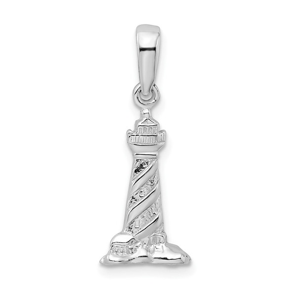 Sterling Silver Polished 3D Cape Hatteras Lighthouse Pendant