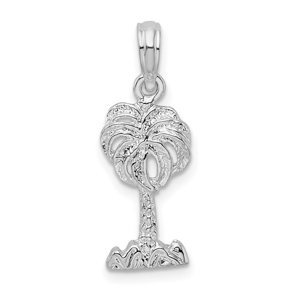 Sterling Silver Polished Palm Tree Pendant QC10117