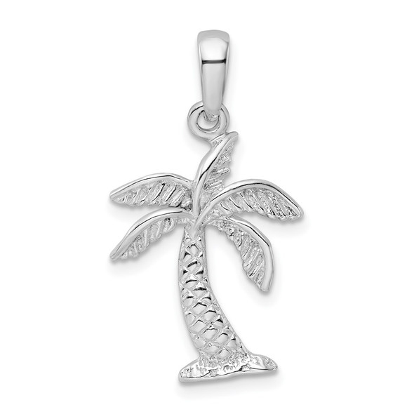 Sterling Silver Polished Palm Tree w/Textured Trunk Pendant