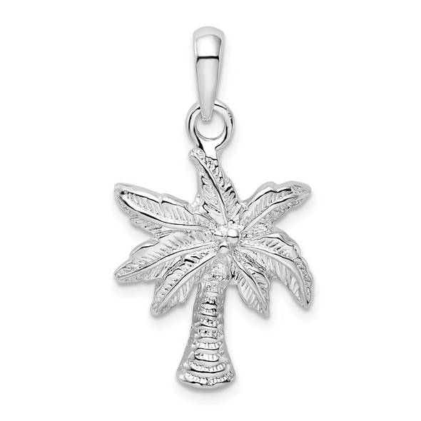 Sterling Silver Polished Palm Tree Pendant QC10486