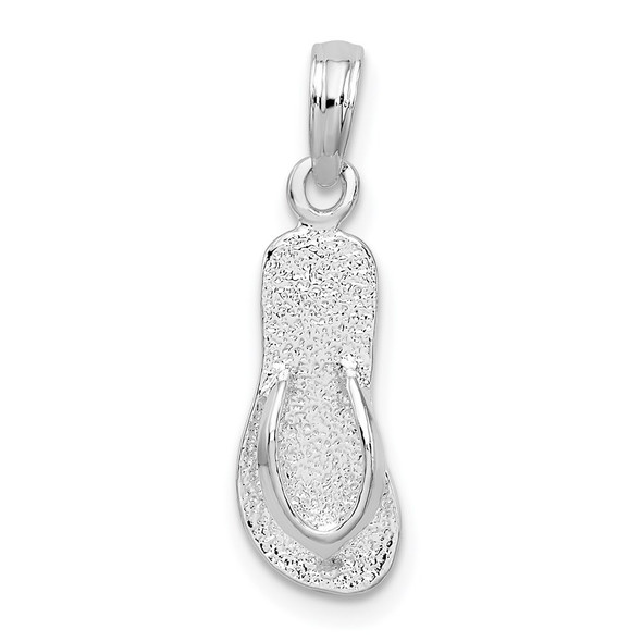 Sterling Silver Polished/Textured Flip Flop Pendant