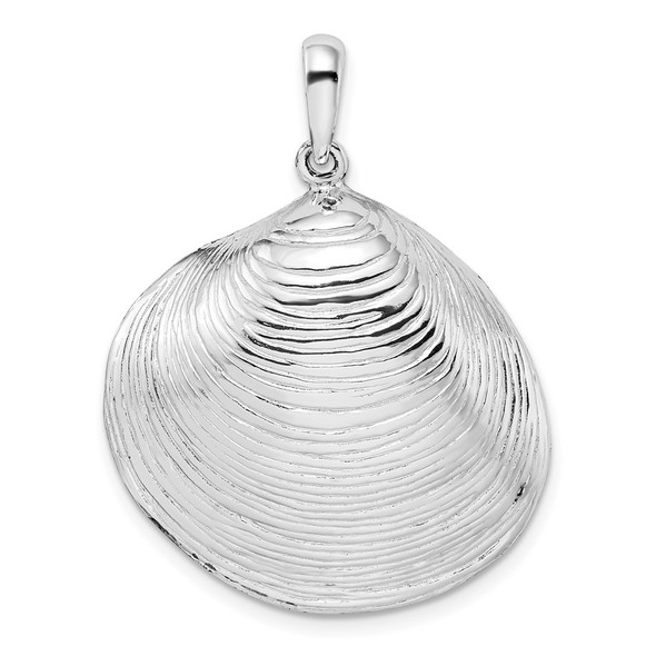 Sterling Silver Polished 3D Large Clam Shell Pendant