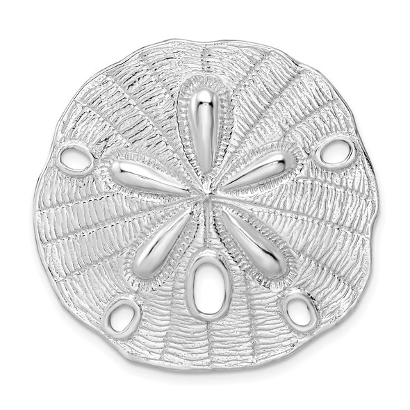 Sterling Silver Polished/Textured Large Sand Dollar Slide Pendant