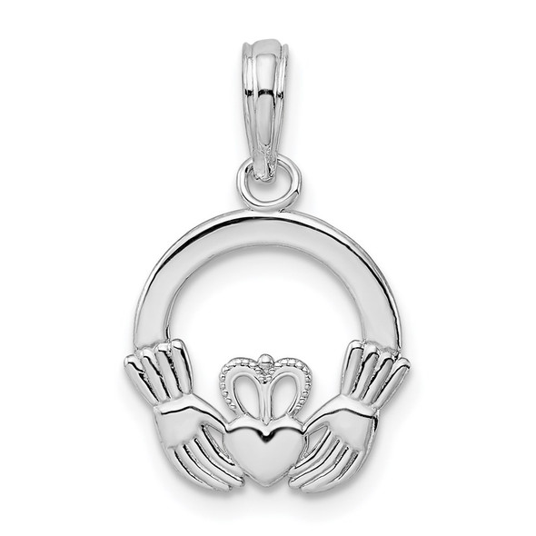 Sterling Silver Polished Claddagh Circle Pendant