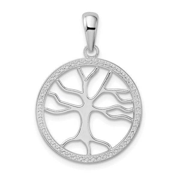 Sterling Silver Polished Large Cut-out Tree of Life Pendant