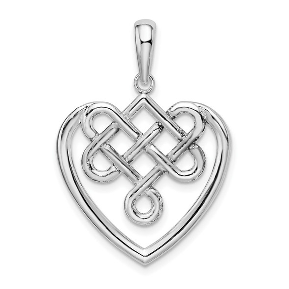 Sterling Silver Polished Celtic Knot Heart Pendant