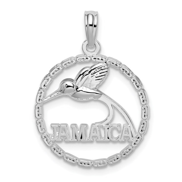 Sterling Silver Polished Jamaica Round Circle w/Bird Pendant