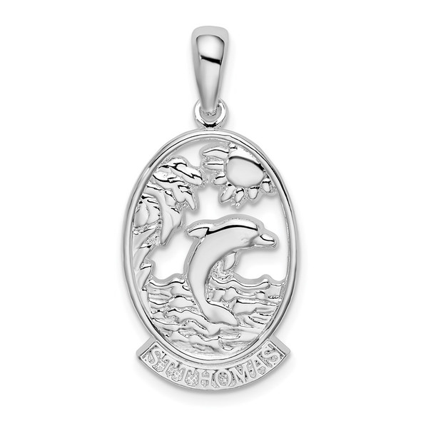 Sterling Silver Polished St. Thomas Dolphin Sunset Pendant