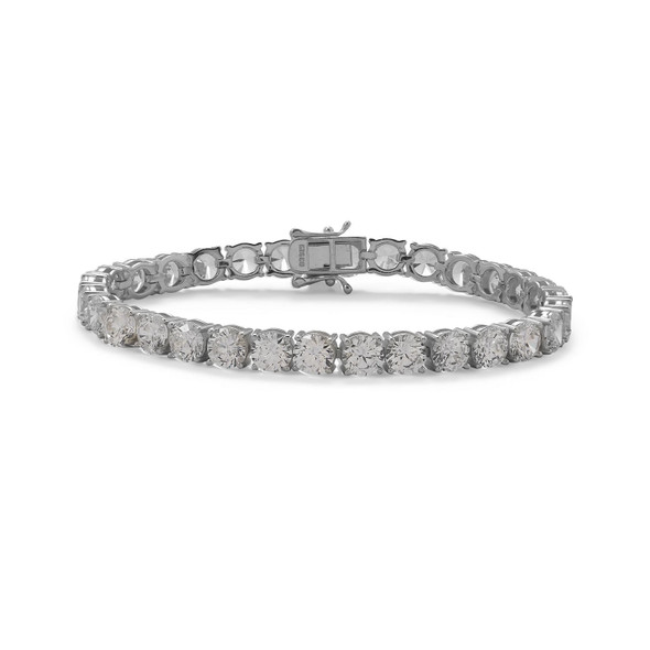 Sterling Silver 7.5" Rhodium Plated 6mm CZ Tennis Bracelet