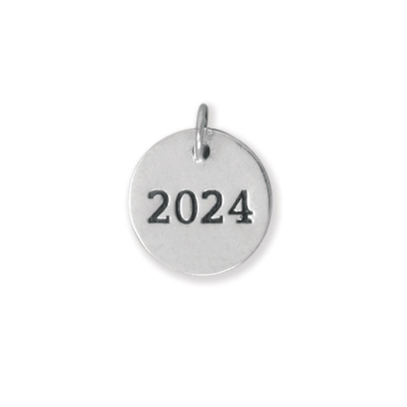 Sterling Silver "2024" Round Charm
