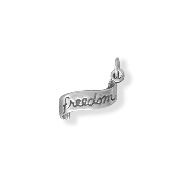 Sterling Silver "FREEDOM" Ribbon Charm