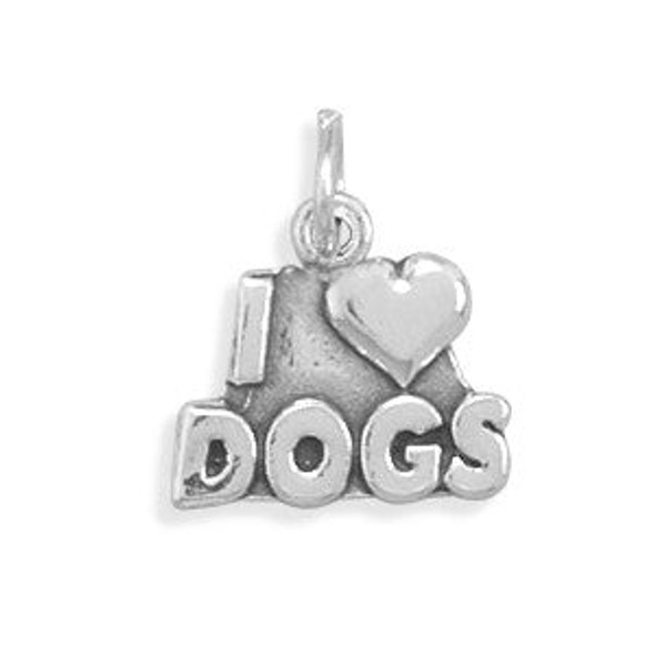 Sterling Silver I Love Dogs Charm