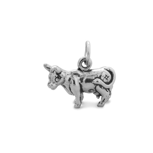 Sterling Silver Oxidized Cow Charm