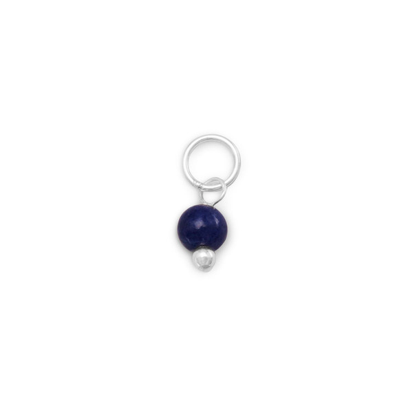 Sterling Silver Corundum Bead Charm - September Birthstone