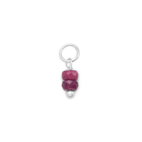 Sterling Silver Corundum Rondell Charm - July Birthstone