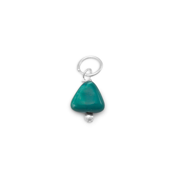 Sterling Silver Reconstituted Simulated Turquoise Nugget Charm - December Simulated Birthstone