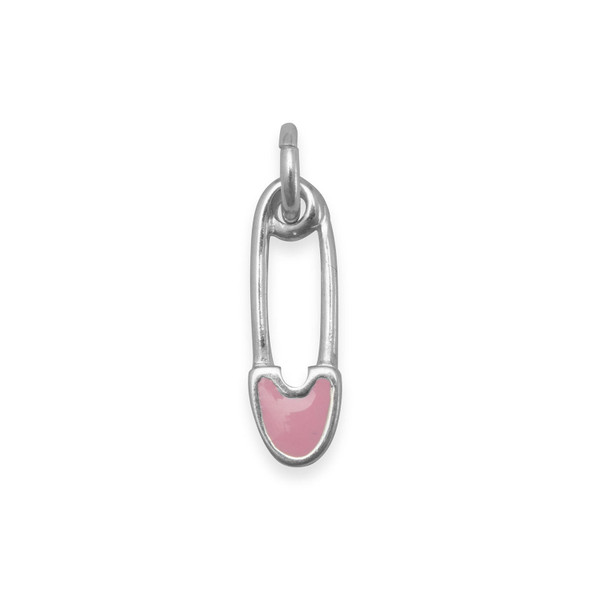 Sterling Silver Pink Safety Pin Charm