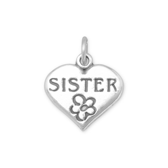 Sterling Silver SISTER in Heart Charm