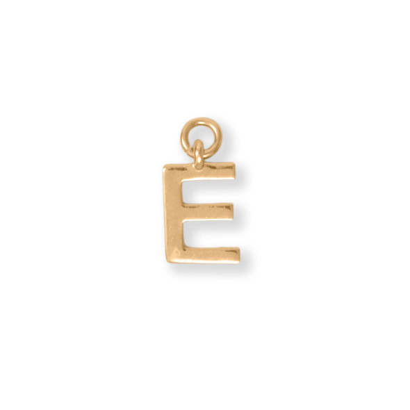 Sterling Silver 14 Karat Gold Plated Polished "E" Charm