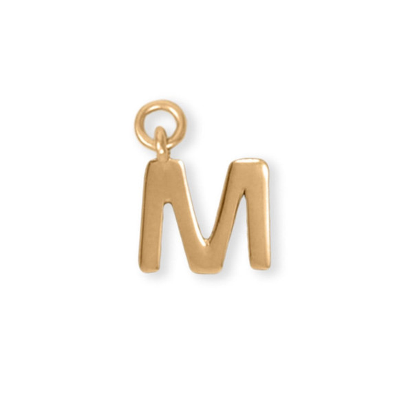 Sterling Silver 14 Karat Gold Plated Polished "M" Charm