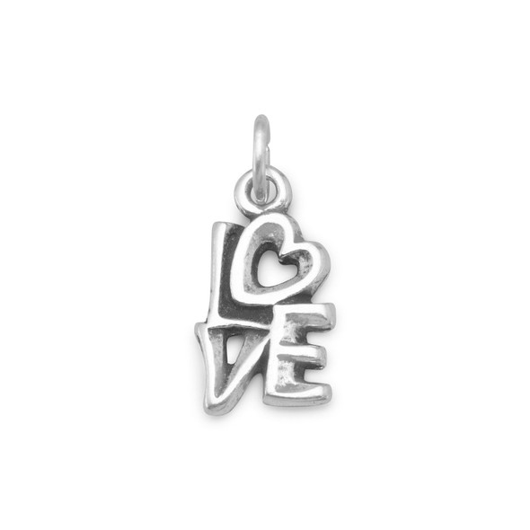 20mm Sterling Silver Oxidized "LOVE" Charm