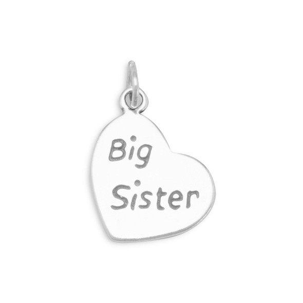 Sterling Silver Oxidized "Big Sister" Heart Charm