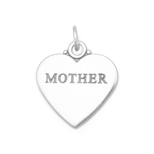 Sterling Silver Oxidized "MOTHER" Heart Charm