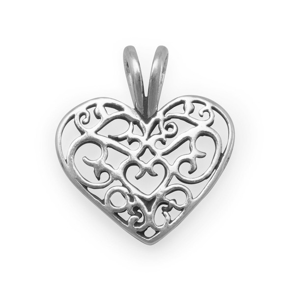 Sterling Silver Filigree Heart Charm 73085