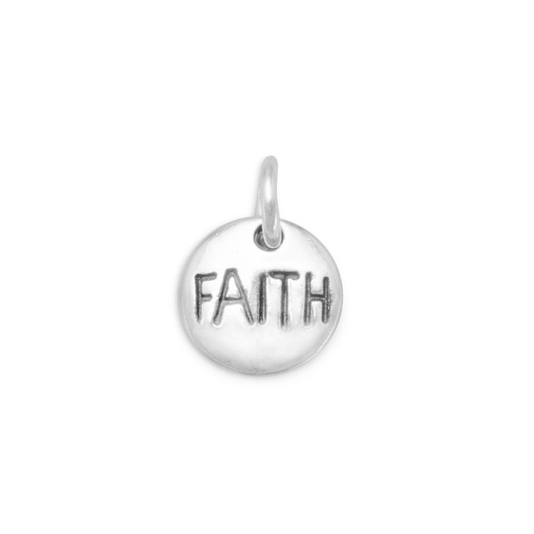 Sterling Silver Oxidized "Faith" Charm