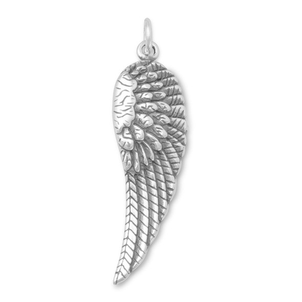 Sterling Silver Oxidized Angel Wing Charm