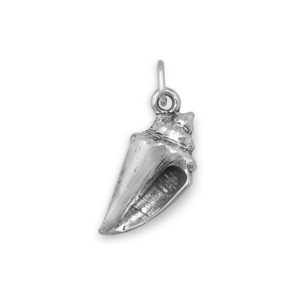 Sterling Silver Oxidized Conch Shell Charm