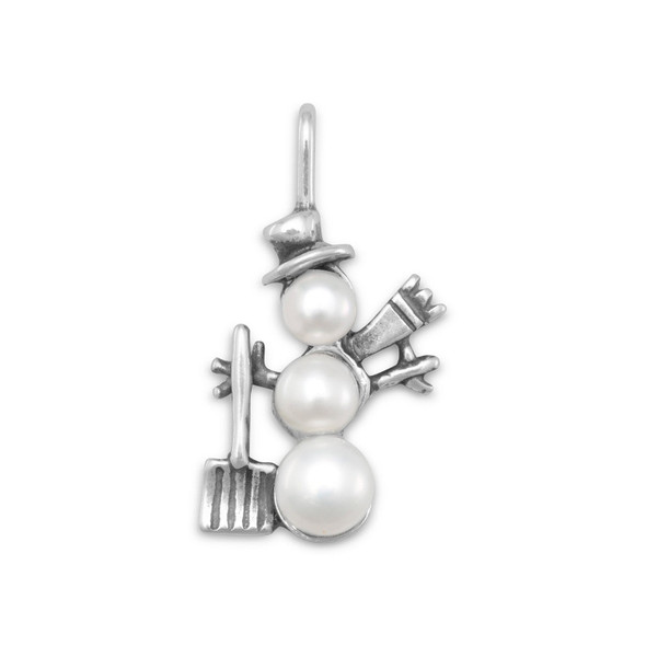 Sterling Silver Cultured Freshwater Pearl Snowman Charm