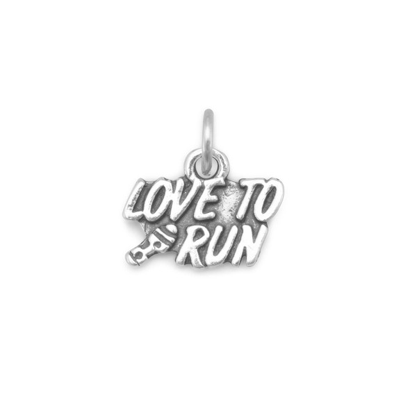 Sterling Silver Oxidized "Love to Run" Charm