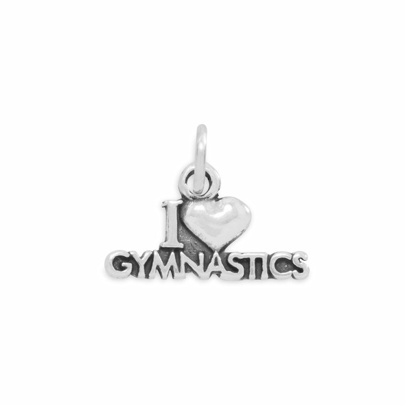 Sterling Silver I Love Gymnastics Charm