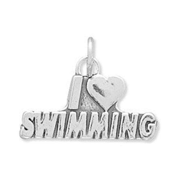 Sterling Silver I Love Swimming Charm