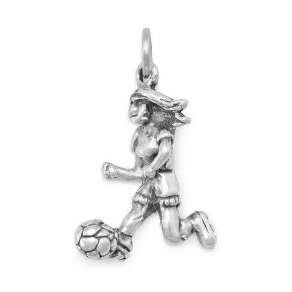 Sterling Silver Girl Soccer Player Charm