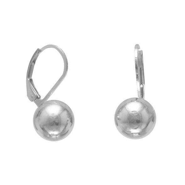 Sterling Silver 10mm Ball Earrings on Lever Back