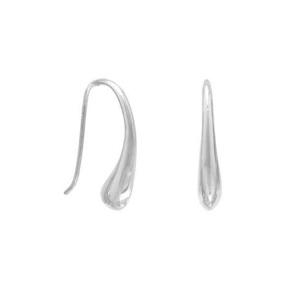 Sterling Silver Curved Pear Shape Wire Earrings
