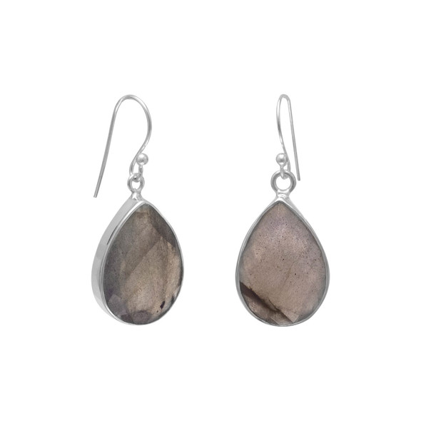 Sterling Silver Faceted Labradorite French Wire Earrings