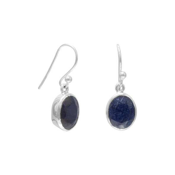 Sterling Silver Oval Faceted Corundum Earrings