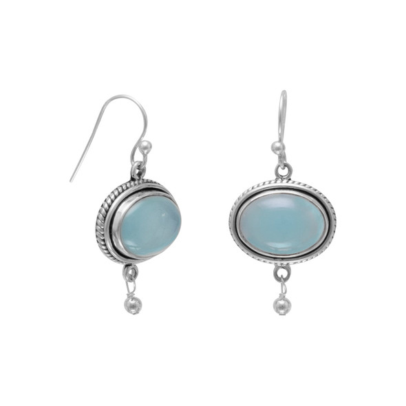 Sterling Silver Oxidized Chalcedony Drop Earrings