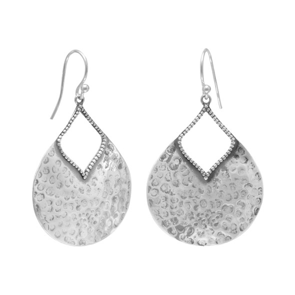 Sterling Silver Oxidized Hammered Pear Shape Earrings