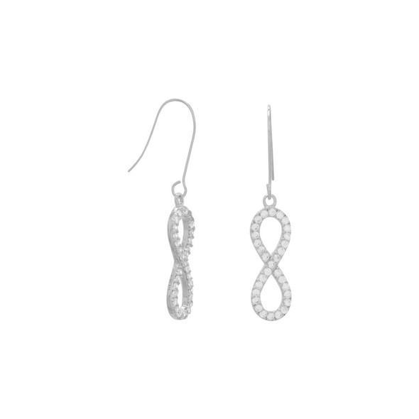 Sterling Silver Rhodium Plated CZ Infinity Drop Earrings