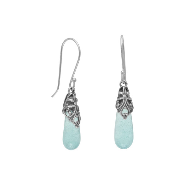 Sterling Silver Roman Glass Drop Earrings