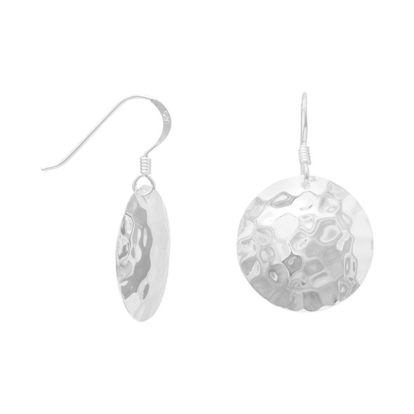 Sterling Silver Round Hammered French Wire Earrings