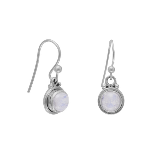 Sterling Silver Round Moonstone French Wire Earrings