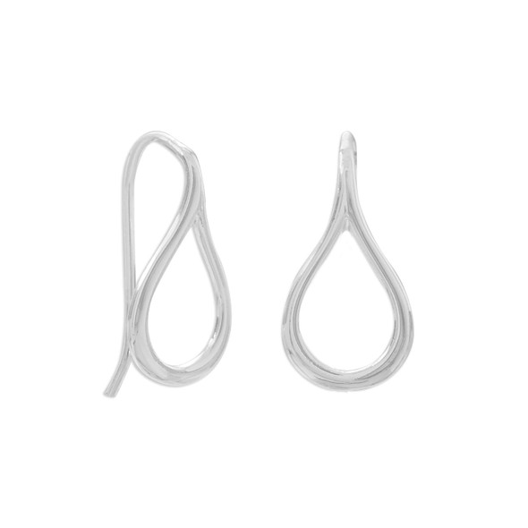 Sterling Silver Small Polished Raindrop Outline Wire Earrings