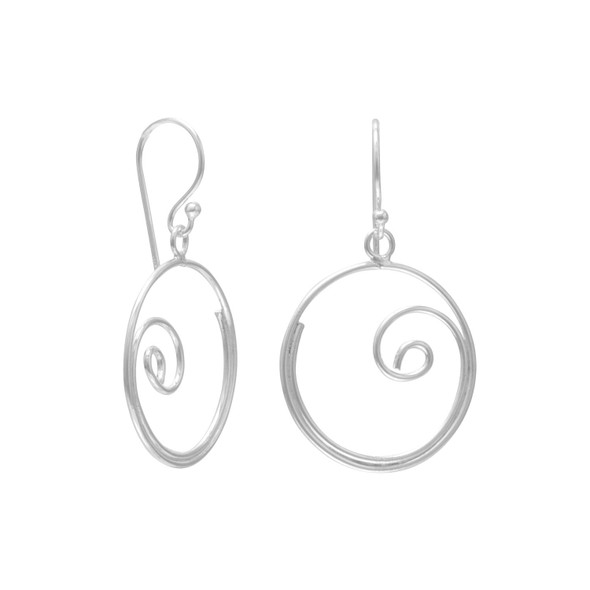 Sterling Silver Thin Swirl Design Earrings